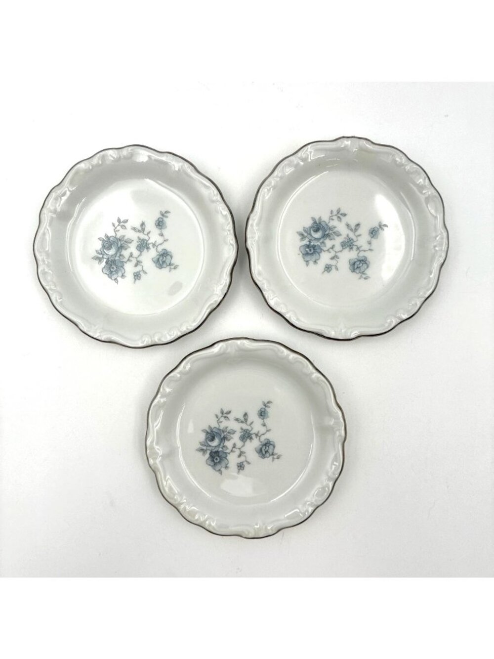 Johann Haviland Bavaria Germany Blue Garland Set 3 pcs Butter Pat Plates 3.75 in